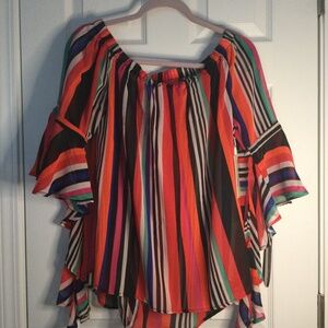 Multi-colored Striped Off the Shoulder Blouse